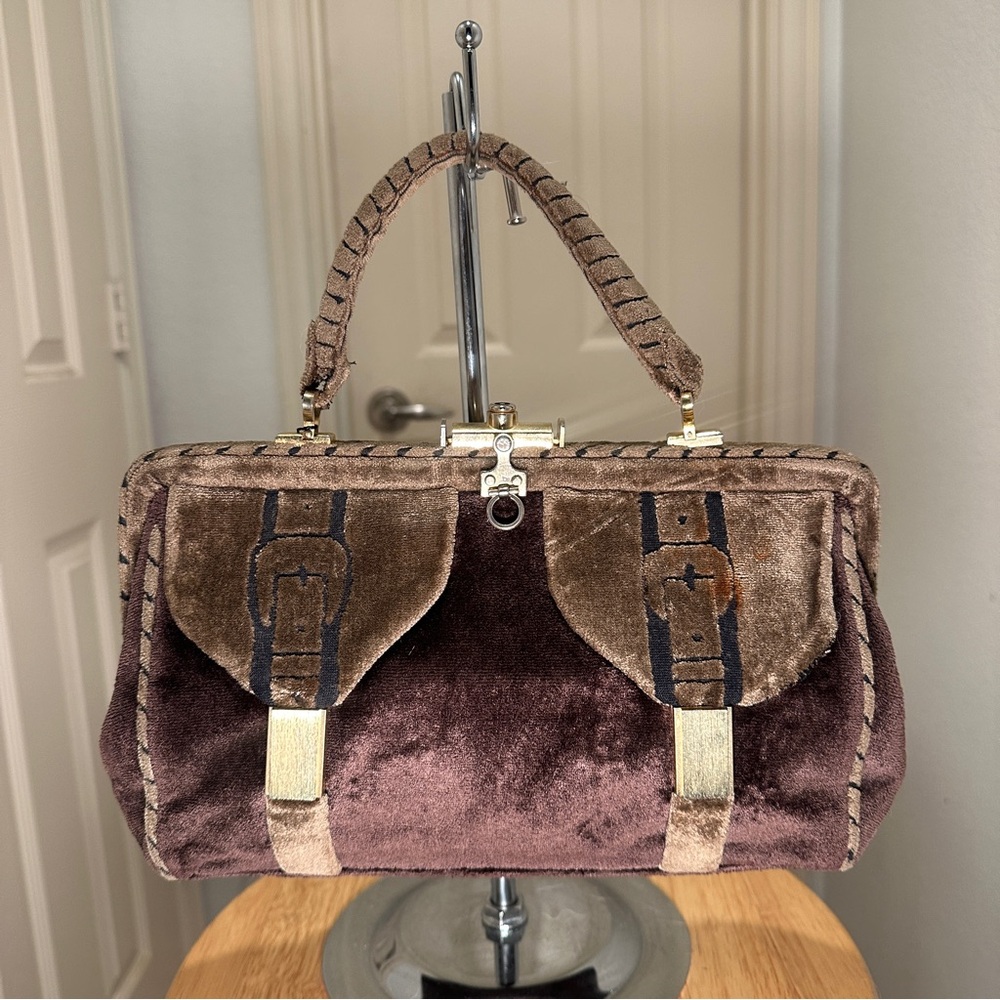 Vintage Italian Brown Velvet Bag